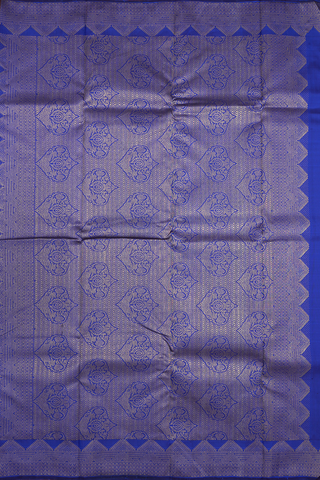 Scallop Zari Design Border Royal Blue Kanchipuram Silk Saree