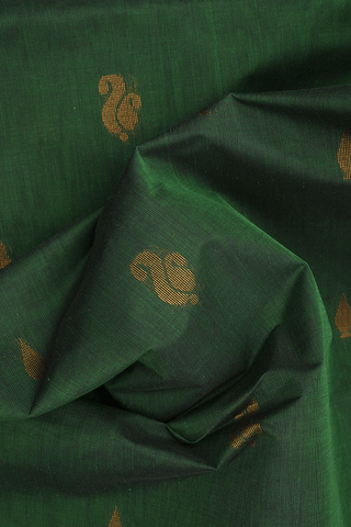 Zari Motifs Fern Green Venkatagiri Cotton Saree