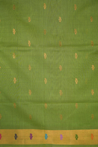 Zari Motifs Fern Green Venkatagiri Cotton Saree