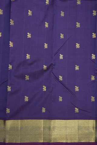 Paisley Zari Motifs Navy Blue Kanchipuram Silk Saree