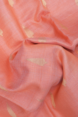 Zari Motifs Peach Color Tussar Silk Saree