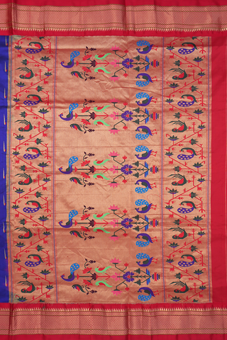 Zari Motifs Royal Blue Paithani Silk Saree