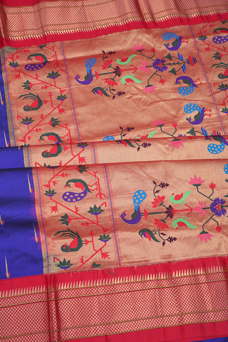 Zari Motifs Royal Blue Paithani Silk Saree