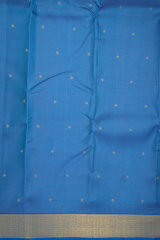 Zari Stripes And Buttas Cobalt Blue Kanchipuram Silk Saree