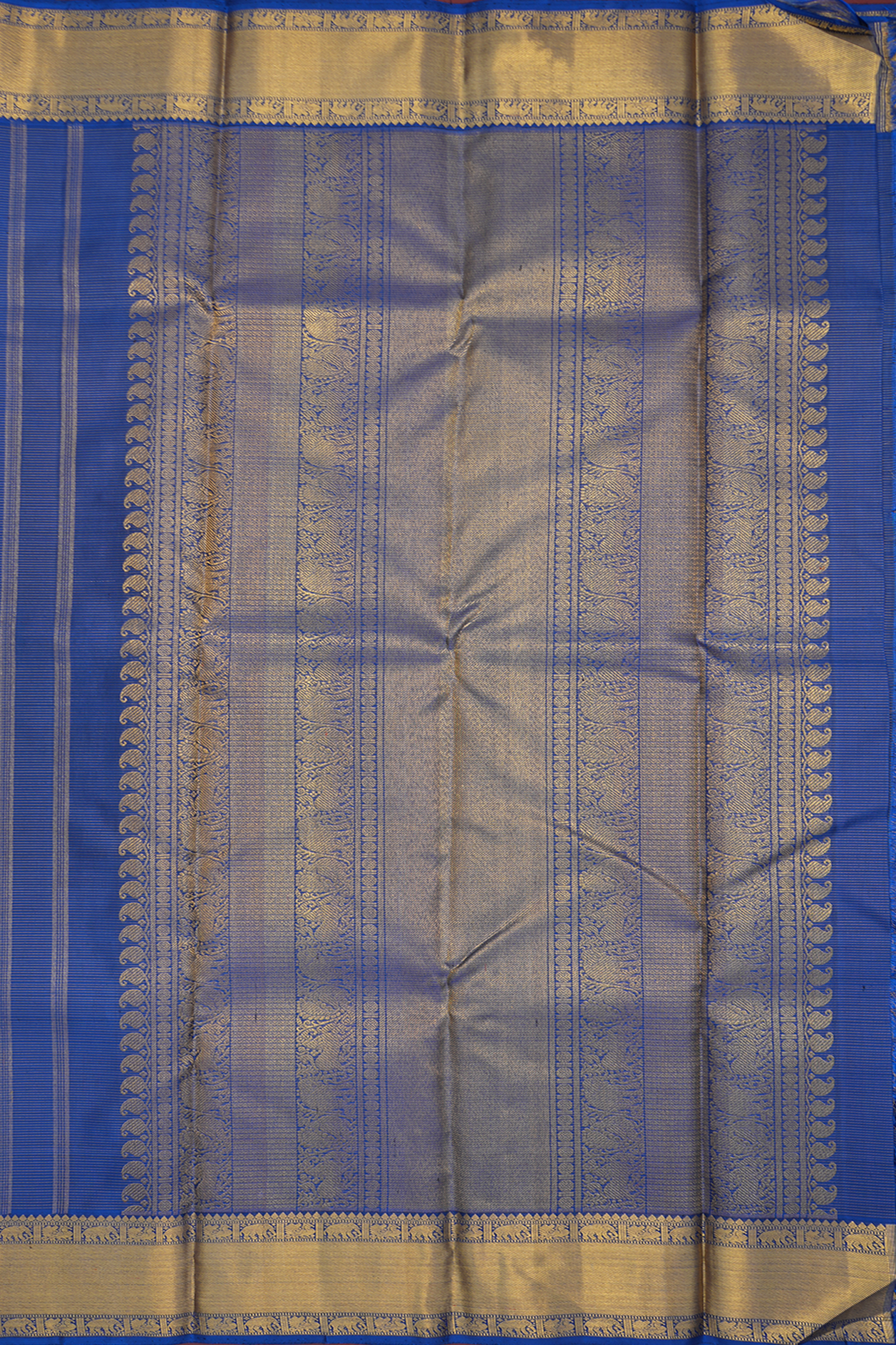Zari Stripes And Motifs Capri Blue Kanchipuram Silk Saree