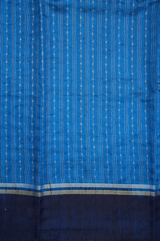 Zari Stripes Design Azure Blue Jute Saree