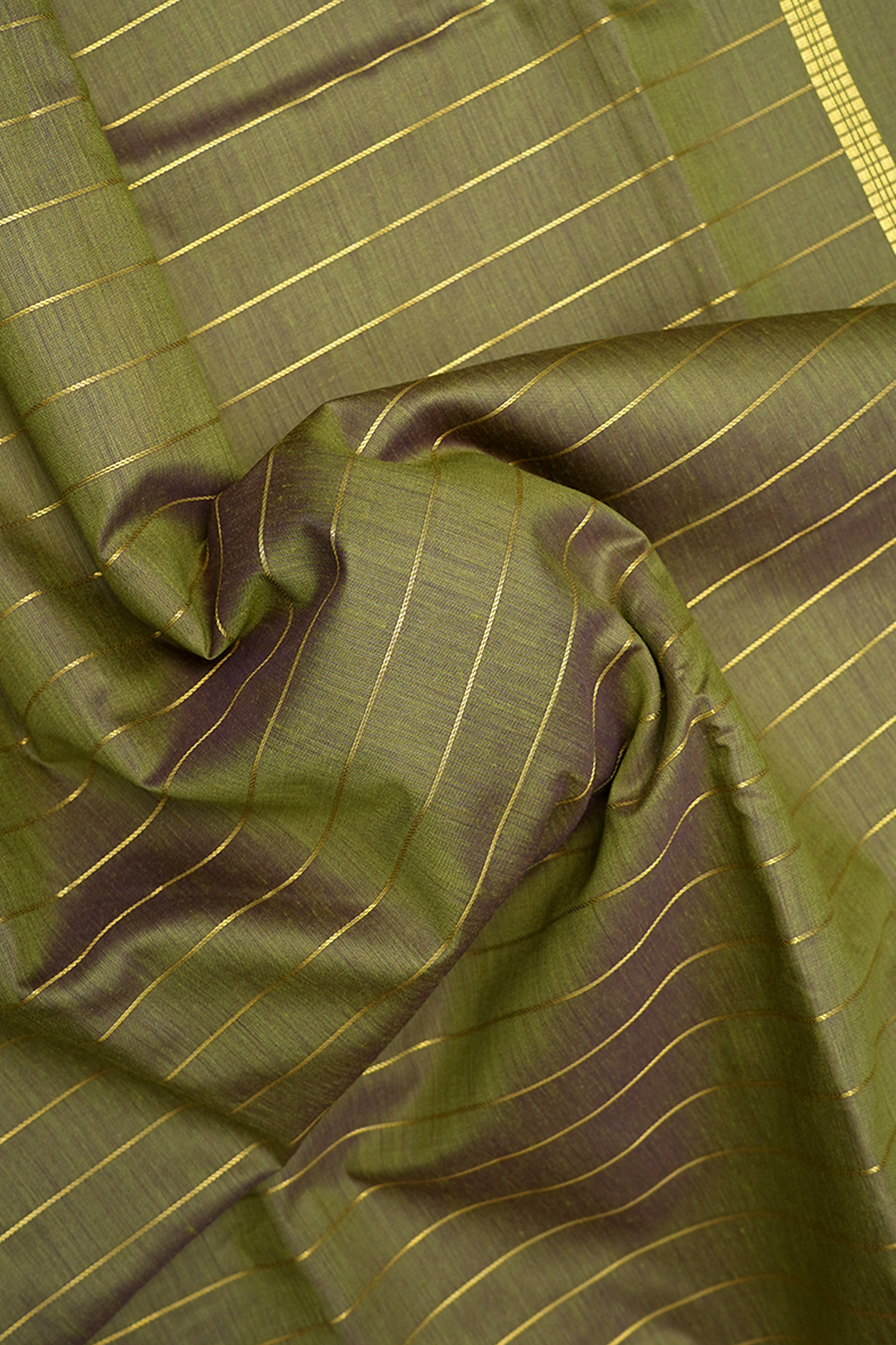 Zari Stripes Design Dusty Moss Green Apoorva Cotton Saree