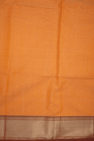 Zari Stripes Design Light Orange Maheswari Silk Cotton Saree