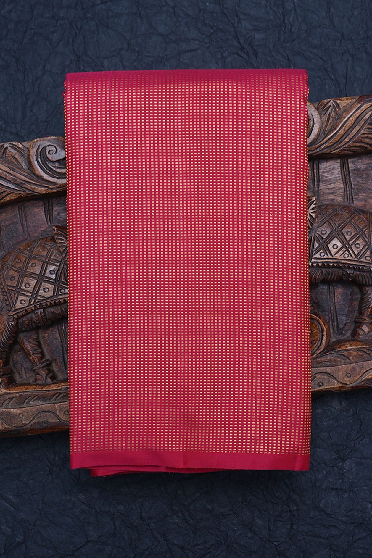 Zari Stripes Design Ruby Red Kanchipuram Silk Saree