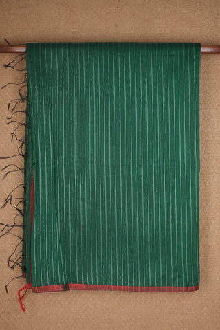Zari Stripes Emerald Green Maheswari Silk Cotton Saree