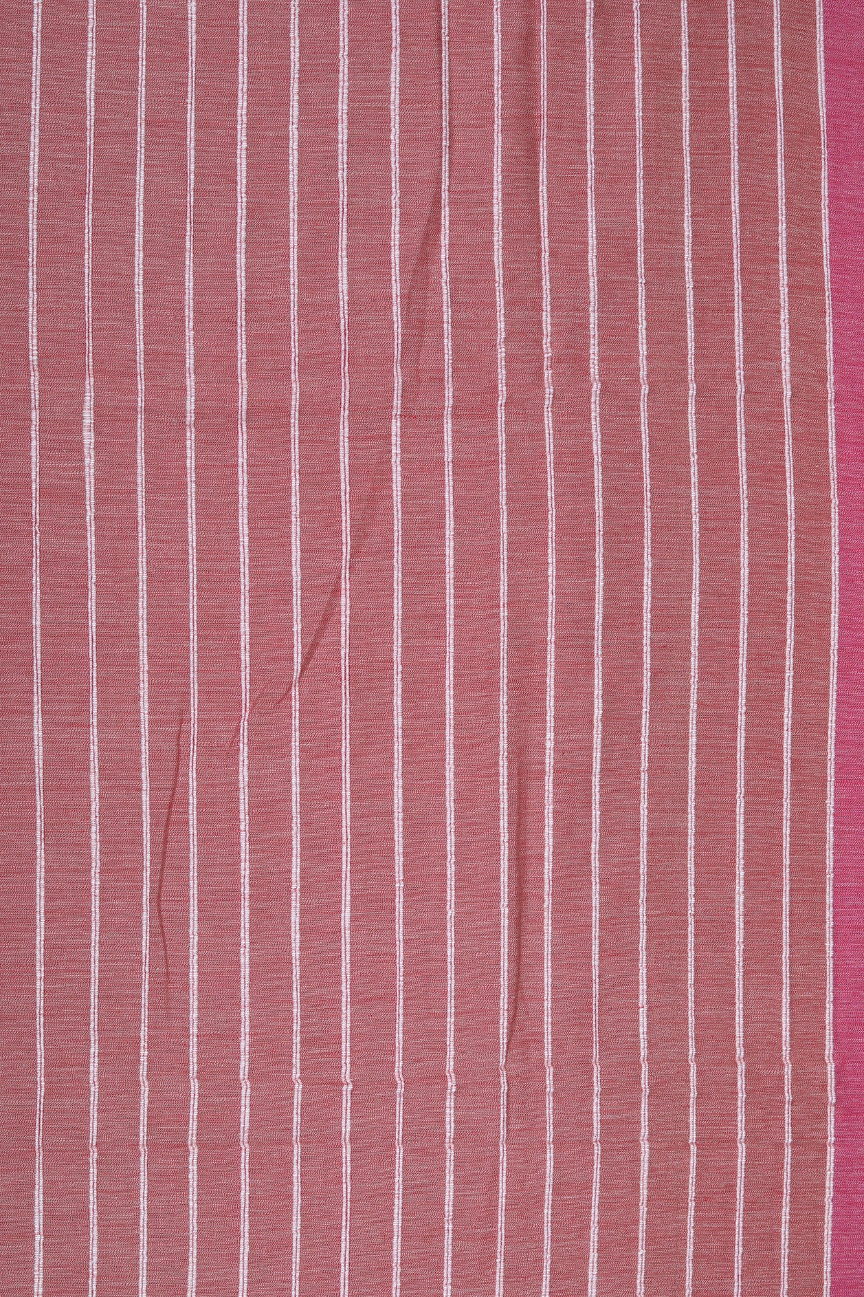 Zig Zag Big Border In Plain Pastel Pink Bengal Cotton Saree