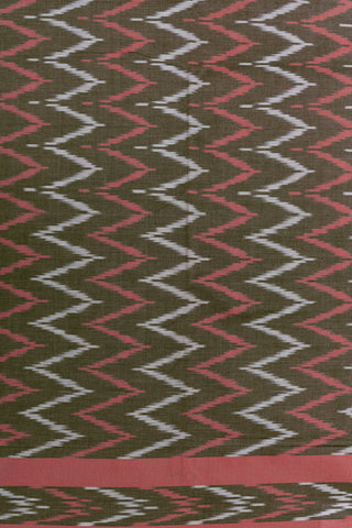 Zig Zag Pattern Brown Pochampally Cotton Saree