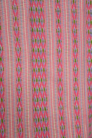 Zig Zag Zari Border With Geometric Pattern Pink Chanderi Cotton Saree