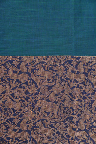 Animal Motif Blue Chettinadu Cotton Saree