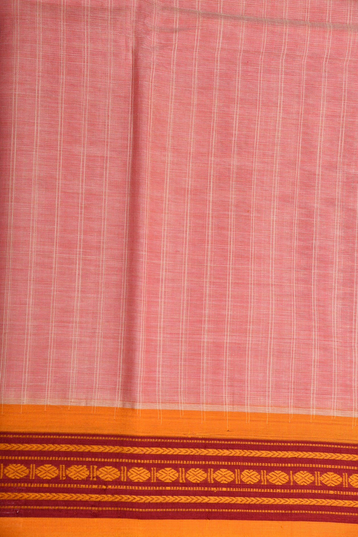 Baby Pink Checks Semi Gadwal Cotton Saree