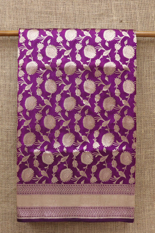 Floral Design Plum Purple Banaras Silk Saree