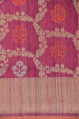 Onion Pink Floral Design Banaras Silk Saree