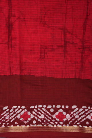 Batik Work Maroon Maheshwari Cotton Saree