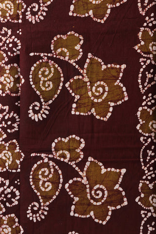 Batik Work With Olive Green Sungudi Cotton Saree