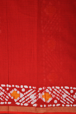 Batik Work Red Maheshwari Cotton Saree