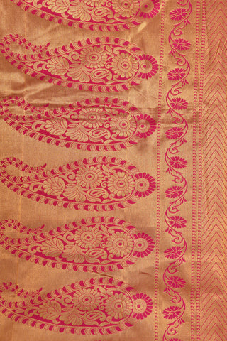Half Circle Zari Border In Plain Hot Pink Kanchipuram Silk Saree