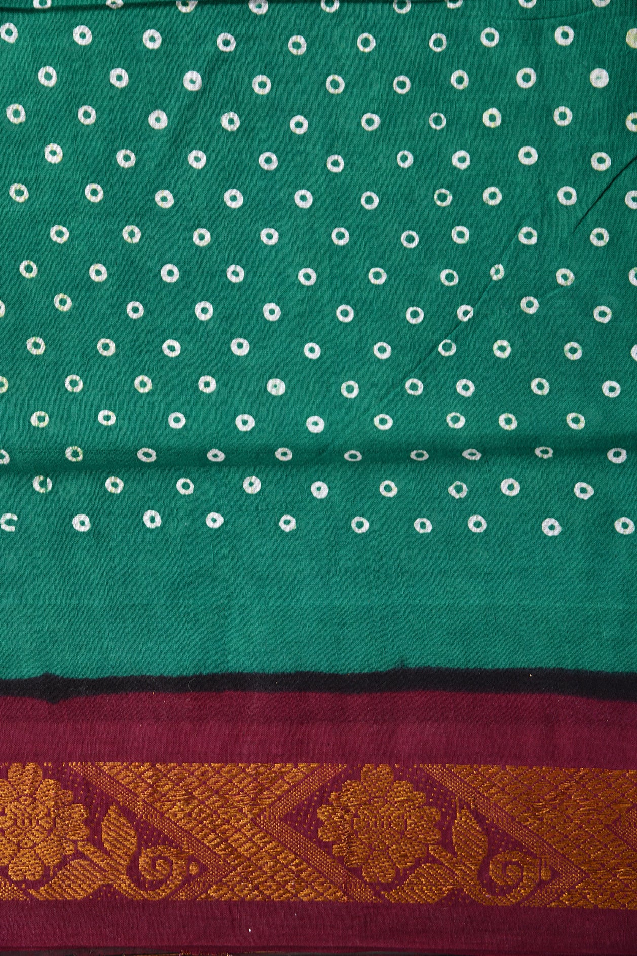 Bhandhani Design Green Sungudi Cotton Saree