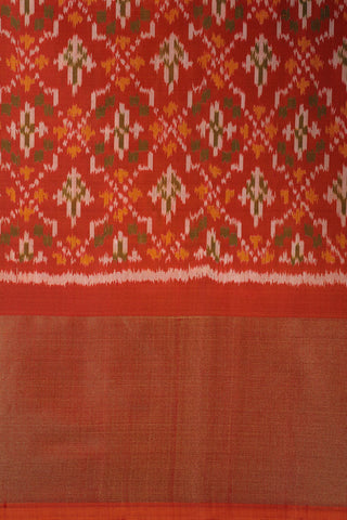 Olive Green And Rust Ikat Weave Pattern Patola Silk saree