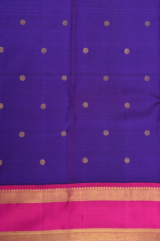 Korvai Rettai Pettu Border With Brinjal Purple Kanchipuram Silk Saree