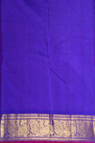 Annam Zari Border With Checks Berry Blue Kanchipuram Silk Saree