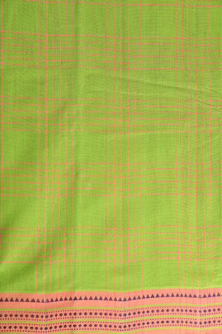 Checked Green Kanchi Cotton Saree