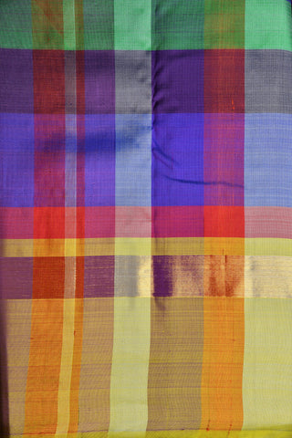 Multicolor Checks Kanchipuram Silk Saree