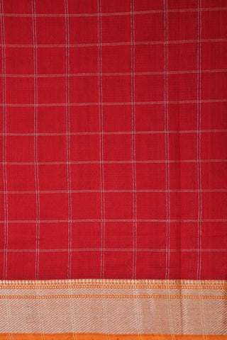 Checked Red Mangalagiri Cotton Saree