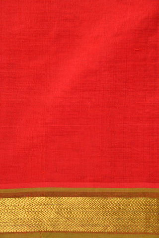 Chevron Border Design Red Silk Cotton Saree