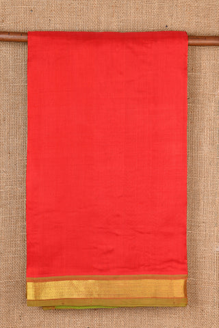 Chevron Border Design Red Silk Cotton Saree