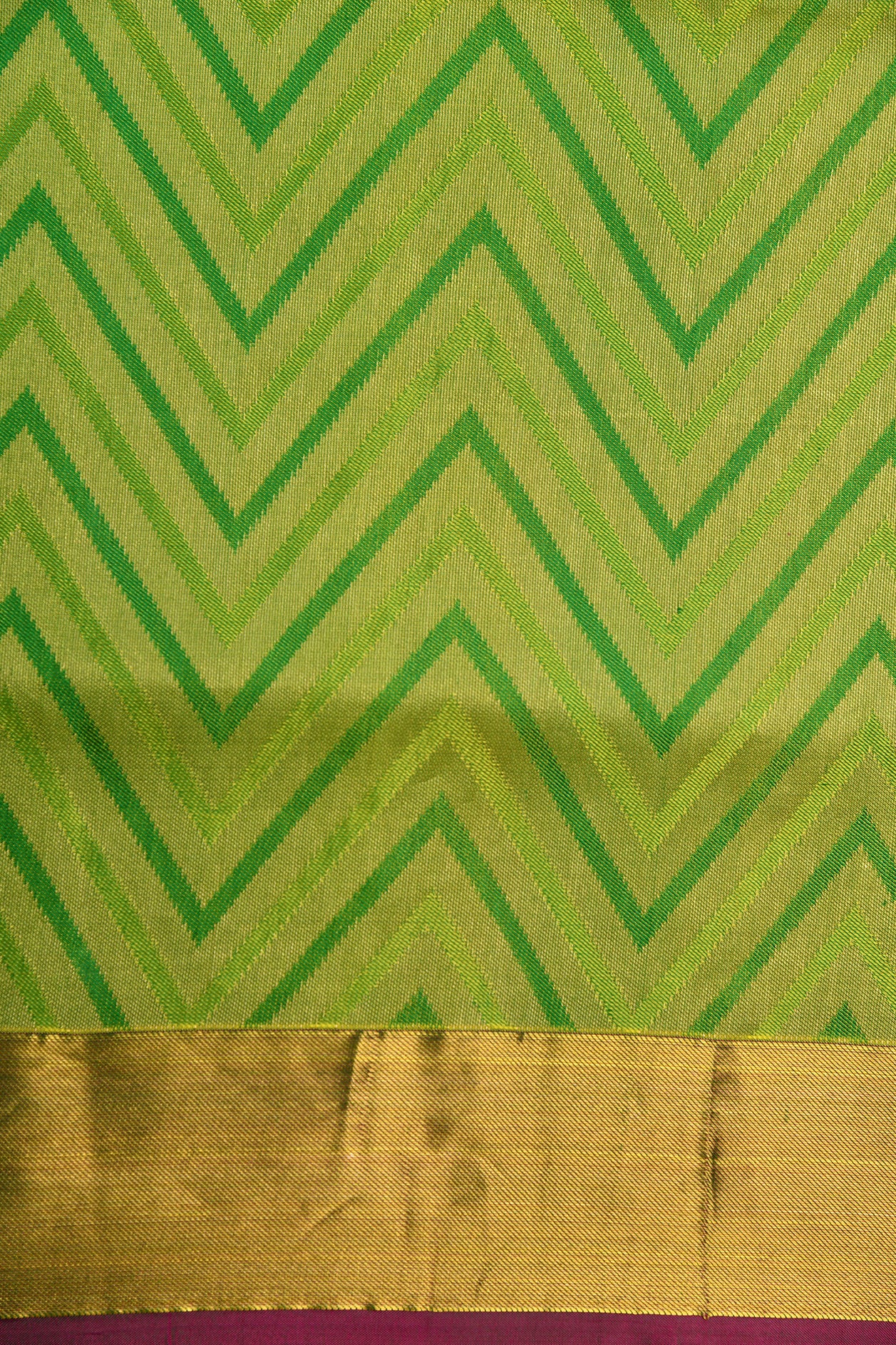 Chevron Design Green Soft Silk Saree