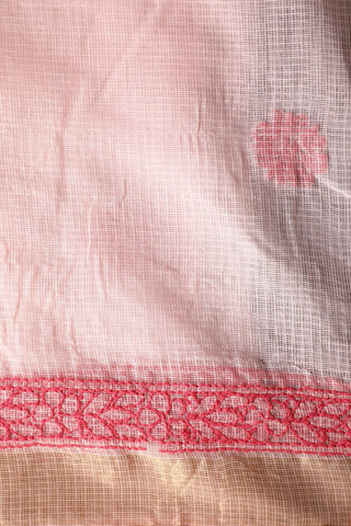 Chikankari Embroidered Work Pastel Pink kota Cotton Saree