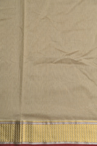 Chevron Border Design Light Grey Maheswari Silk Cotton Saree