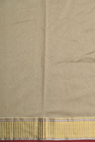 Chevron Border Design Light Grey Maheswari Silk Cotton Saree