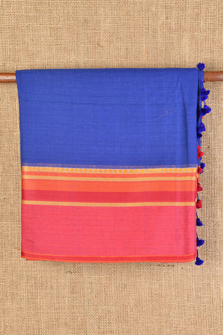 Contrast Border Blue Bengal Cotton Saree