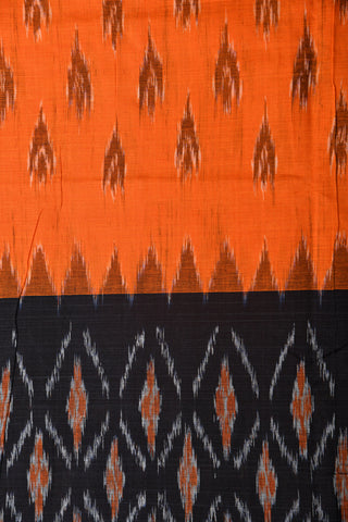 Contrast Border Dark Orange Odisha Ikat Cotton Saree
