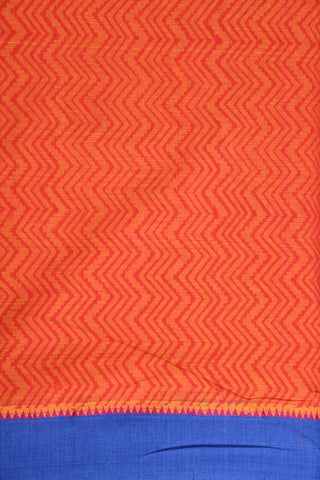 Orange Zig Zag Pattern Block Printed Silk Saree