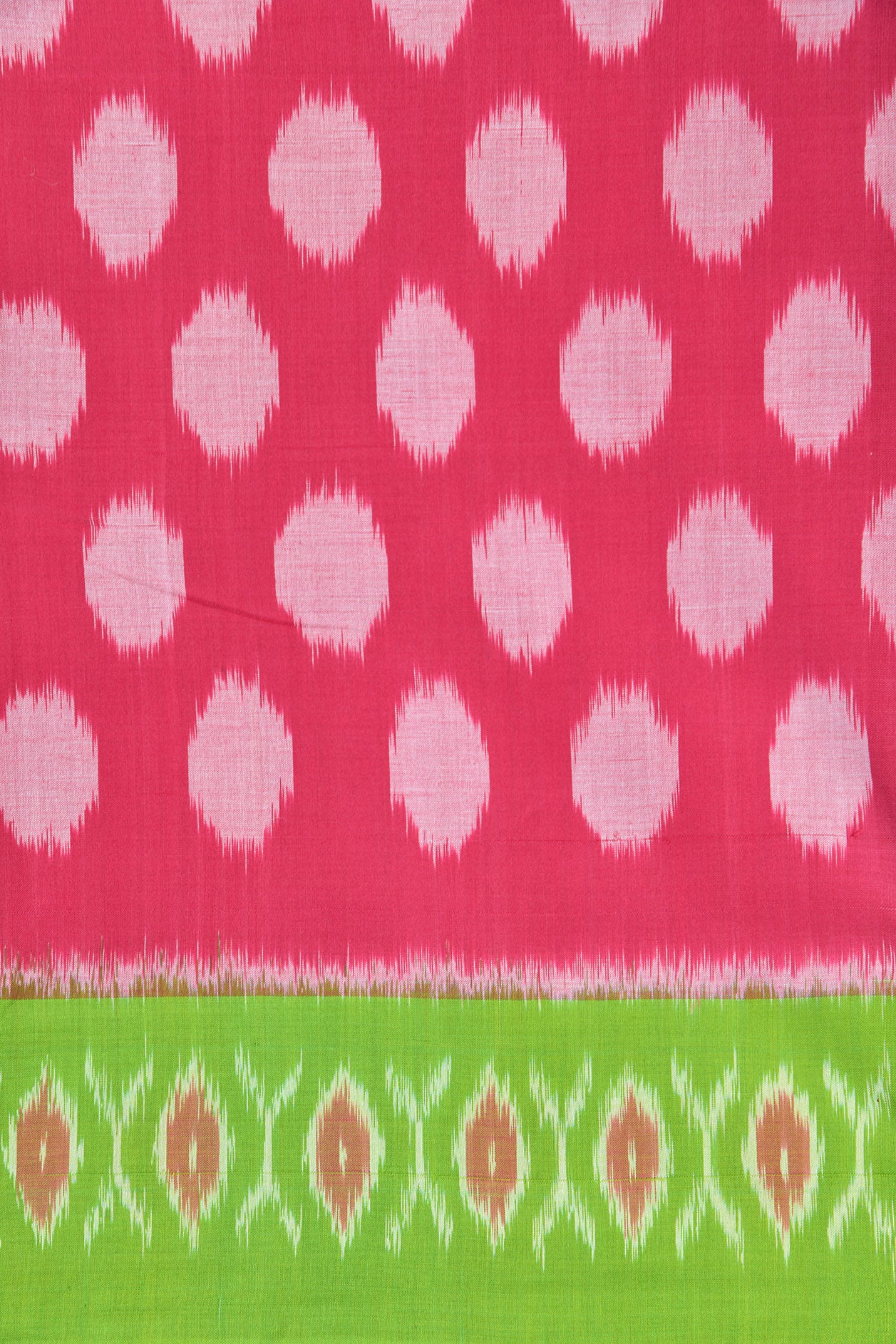 Contrast Border Ikat Design Pink Pochampally Cotton Saree