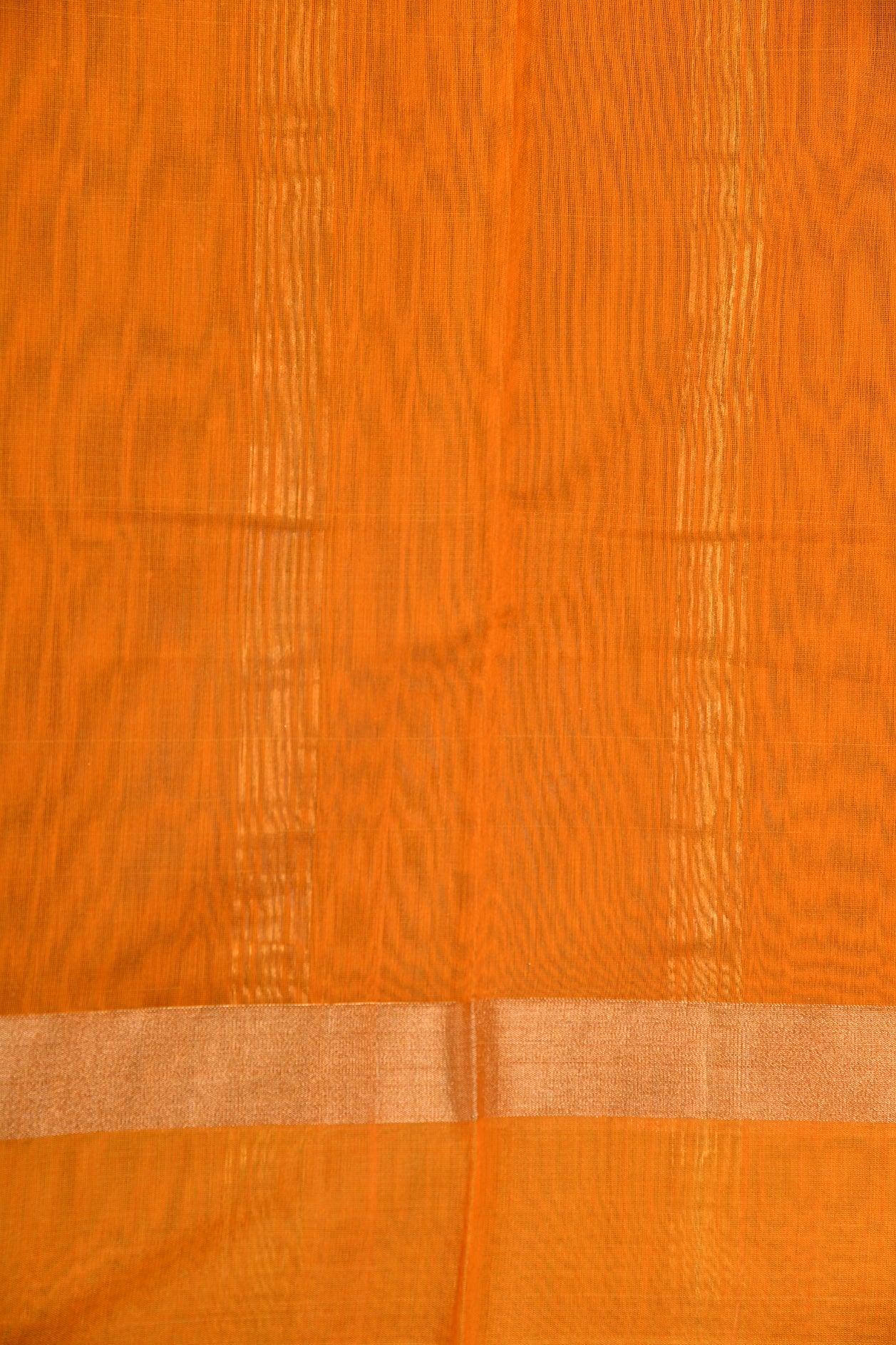 Contrast Border Rust Kora Silk Cotton Saree