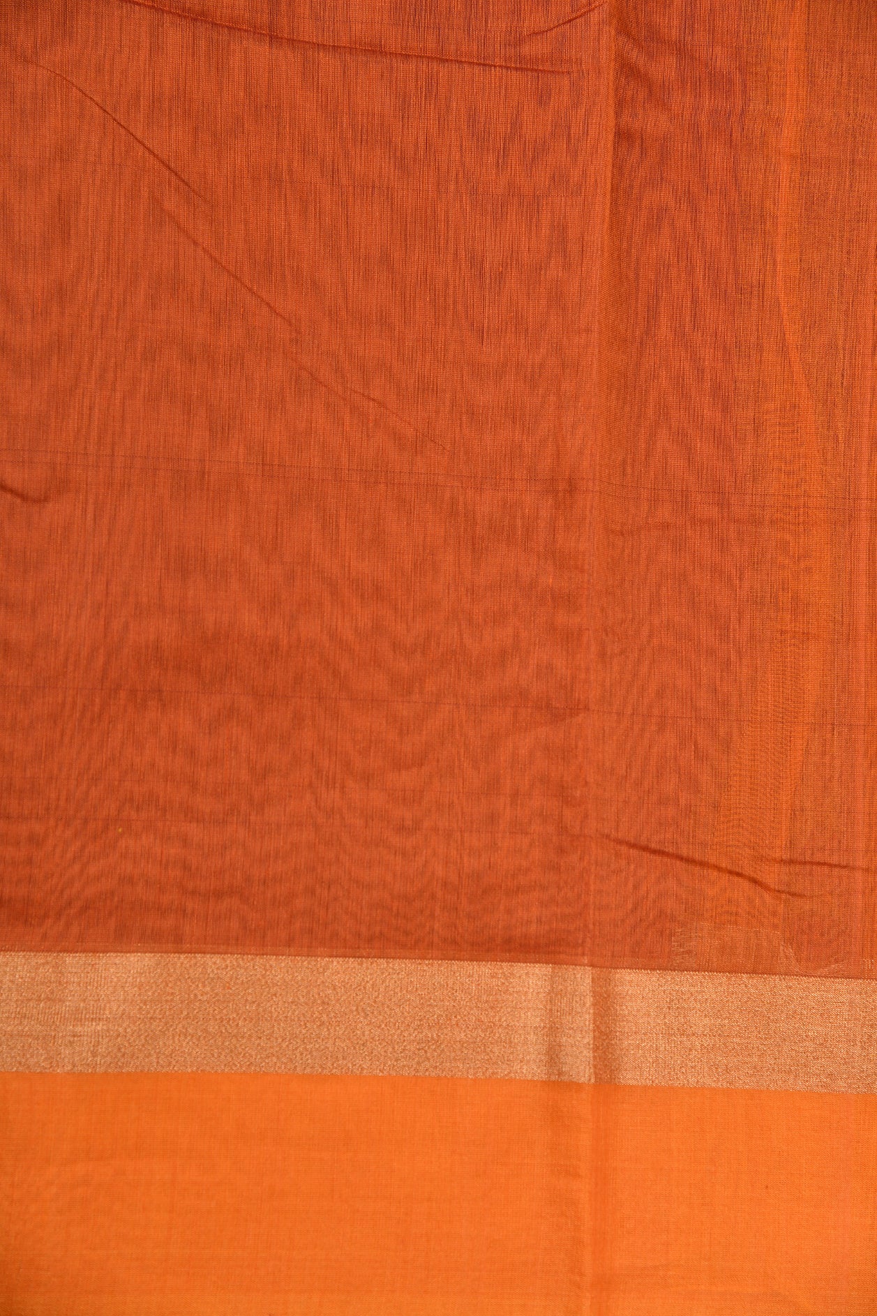 Contrast Border Rust Kora Silk Cotton Saree