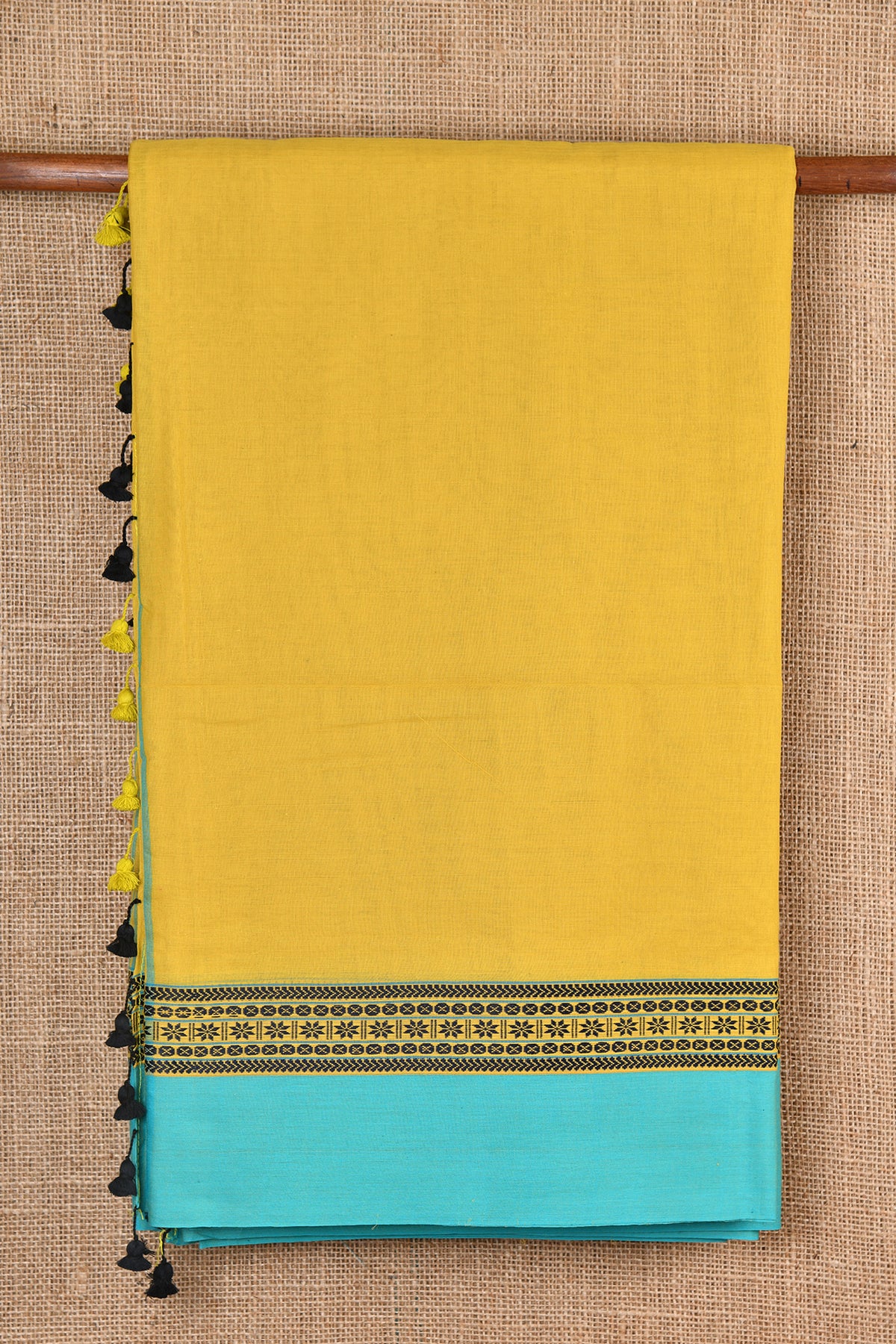 Contrast Border With Olive Green Bengal Cotton Saree