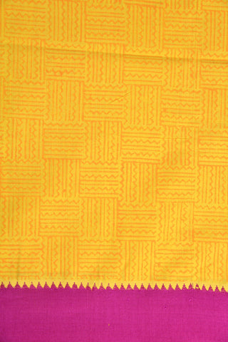 Yellow Allover Geometric Design Block Printed Mangalgiri Saree