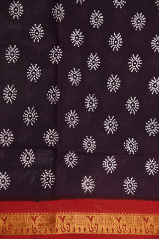 Printed Buttis Plum Violet Sungudi Cotton Saree