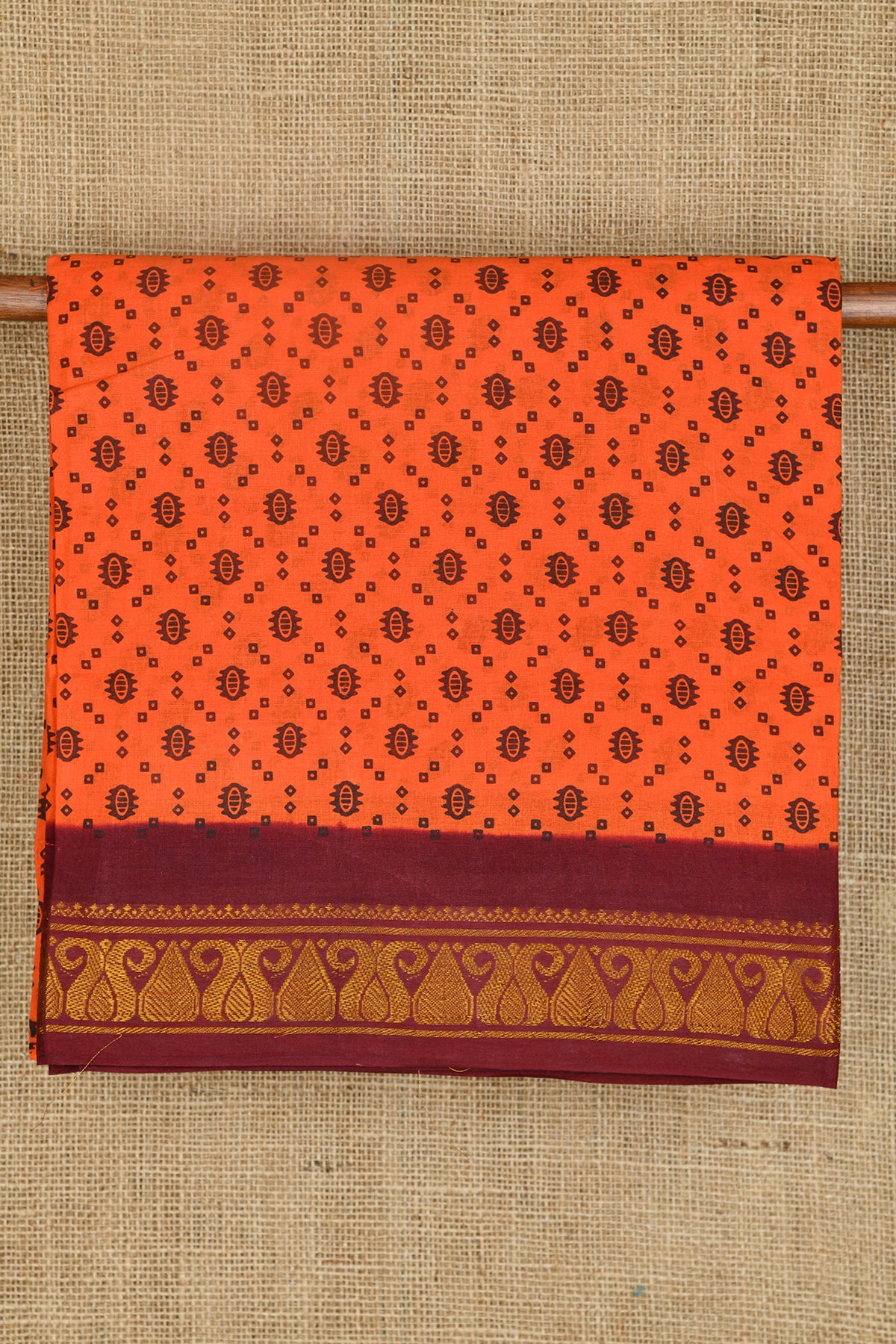 Allover Pattern With Zari Border Marigold Yellow Sungudi Cotton Saree