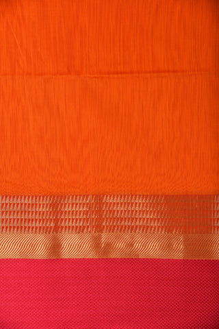 Dark Orange Maheshwari Silk Cotton Saree