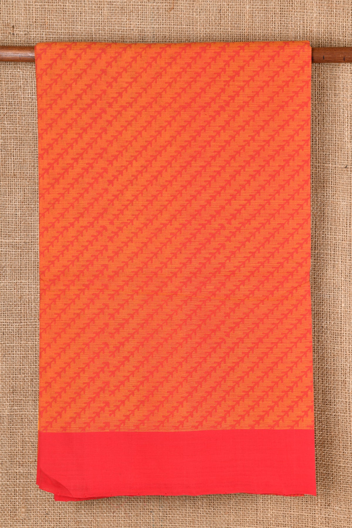 Dark Orange Printed Mangalagiri Cotton Saree
